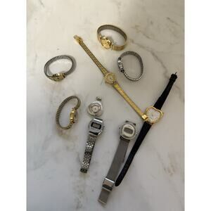Nine Vintage Ladies Watches. Untested. For Parts! Variety Of Brands.